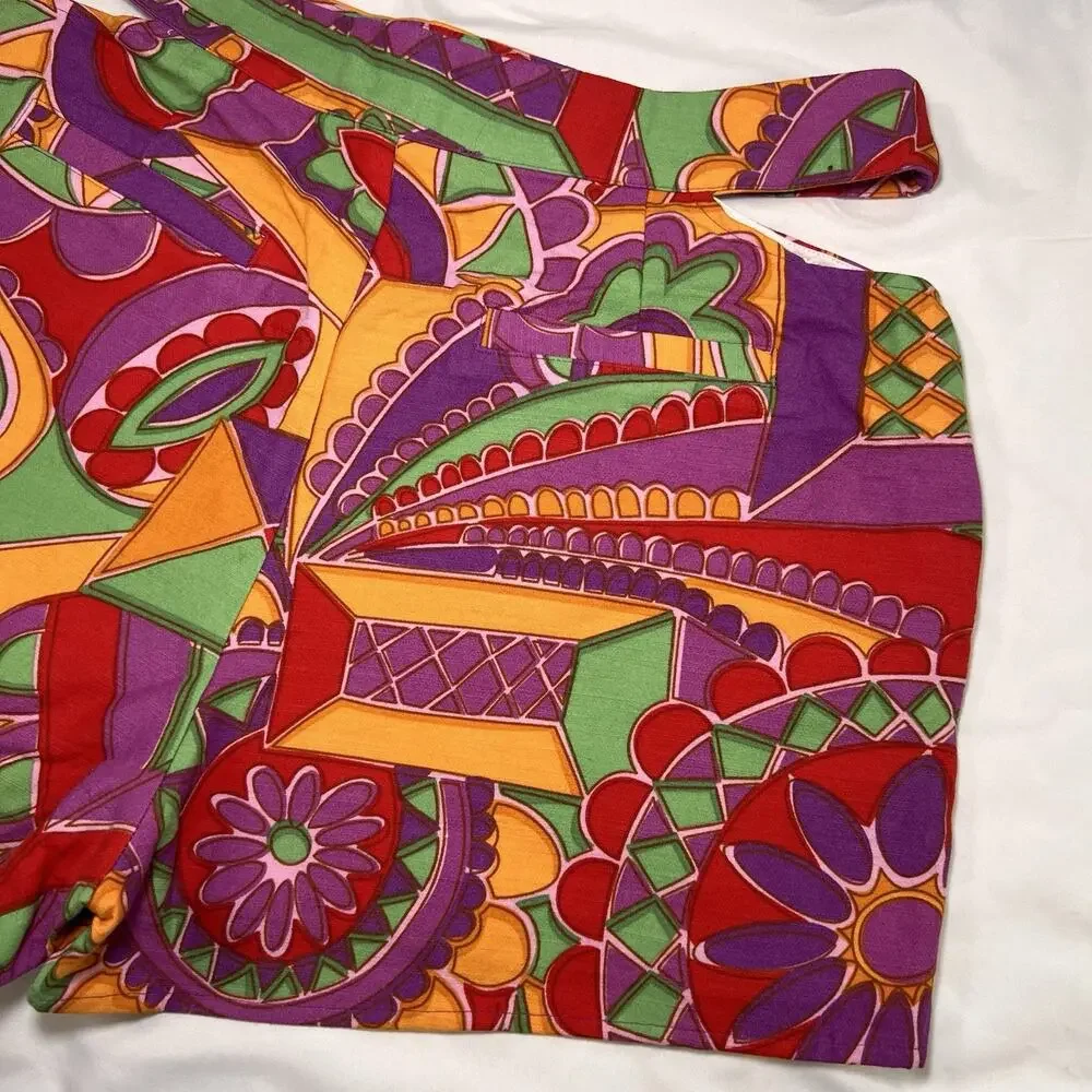 ba&sh Cutout Shorts Women Size US 8 Abstract Fuchsia High Rise Summer Resort NWT